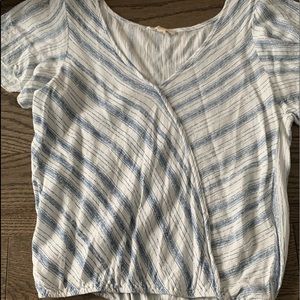 white and blue shirt